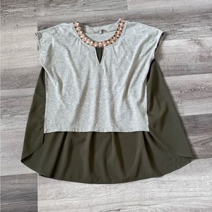 Miss Me Y2K hi low embroidered collar top medium